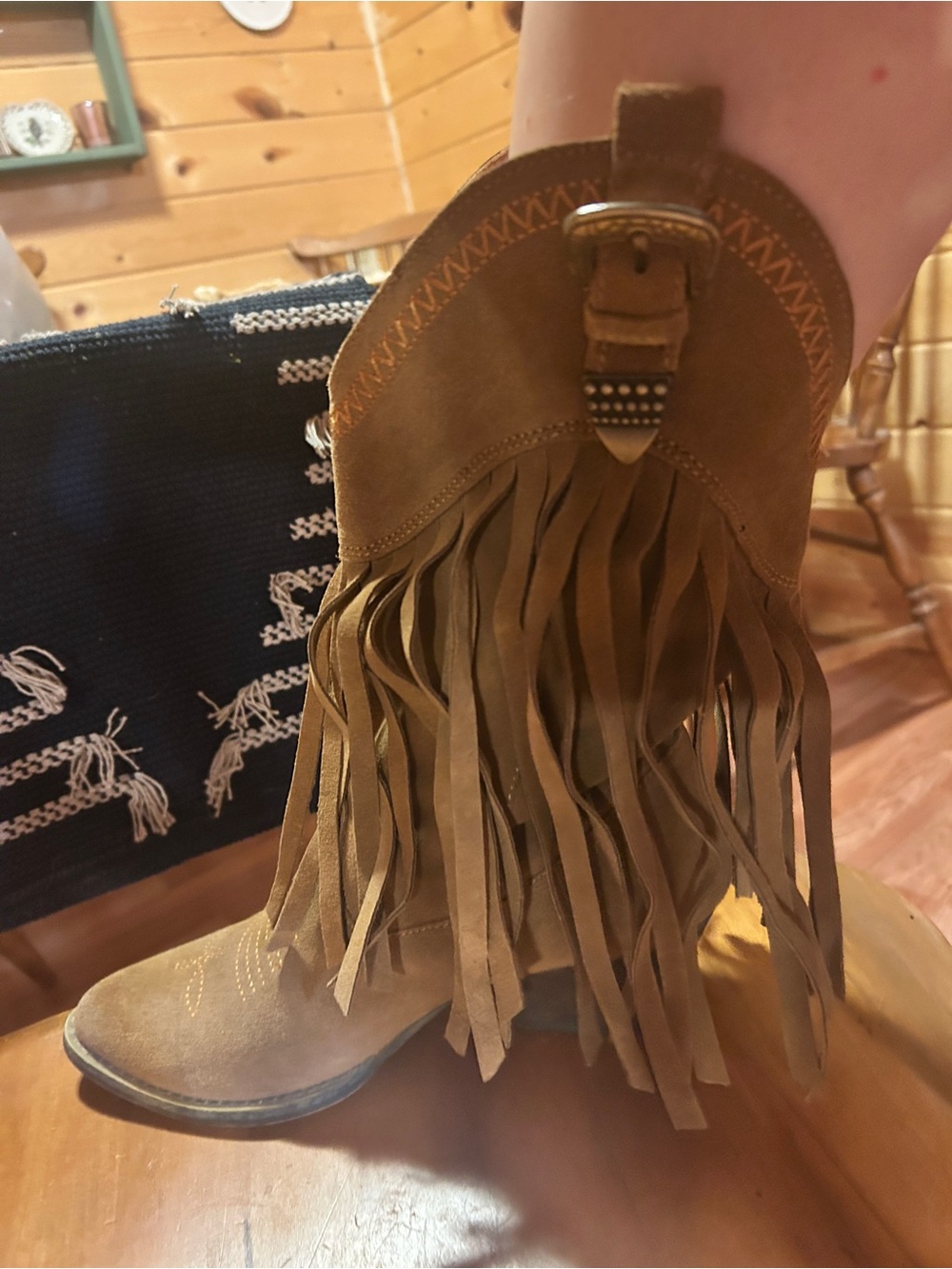 Very Volatile Tan Suede Fringe Heeled Boots